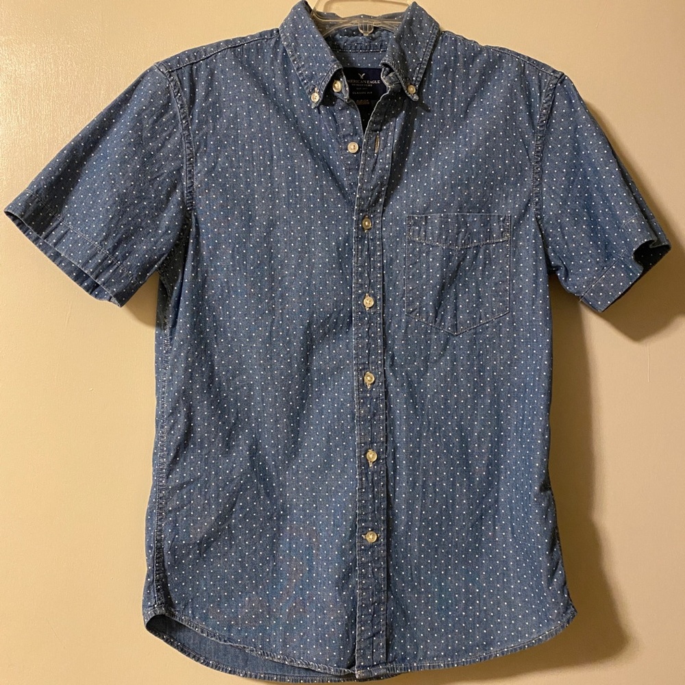 Blue Polka Dot American Eagle Button Down S